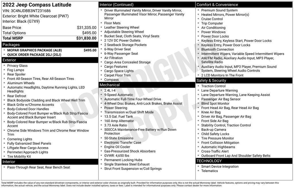 used 2022 Jeep Compass car, priced at $20,590