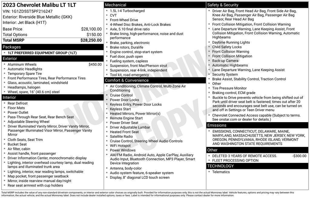 used 2023 Chevrolet Malibu car, priced at $17,590