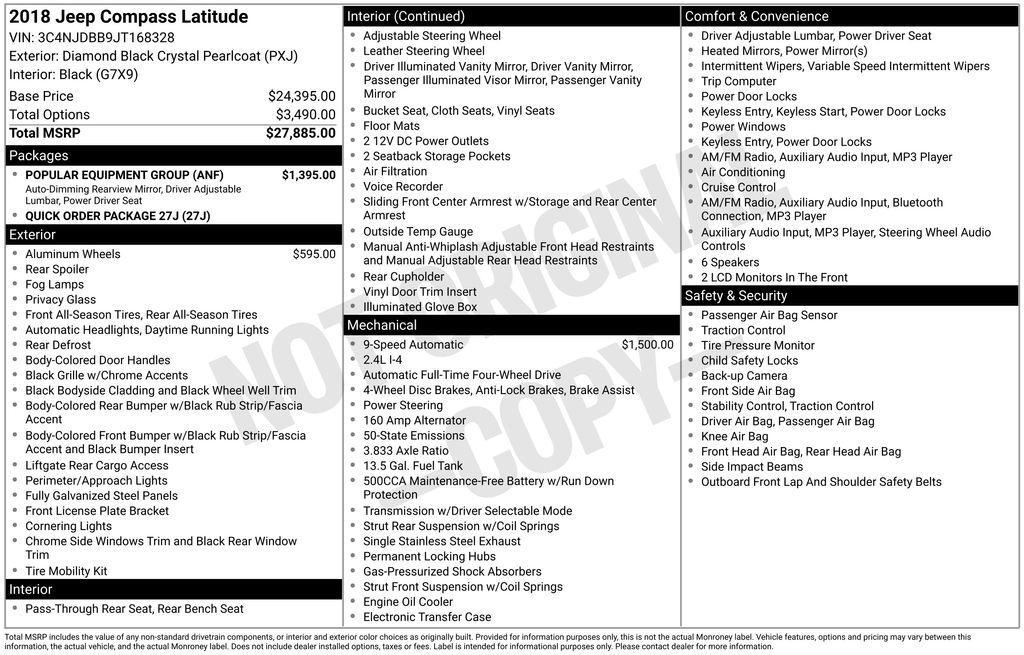 used 2018 Jeep Compass car, priced at $16,490