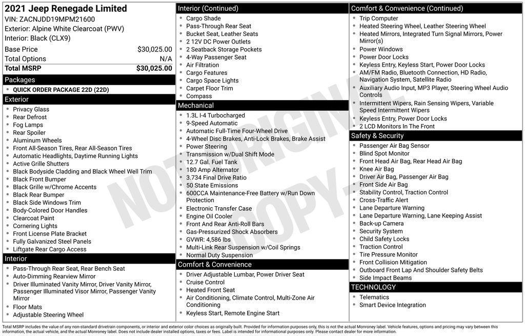 used 2021 Jeep Renegade car, priced at $19,950