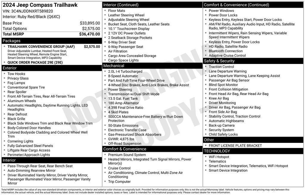 used 2024 Jeep Compass car, priced at $26,125
