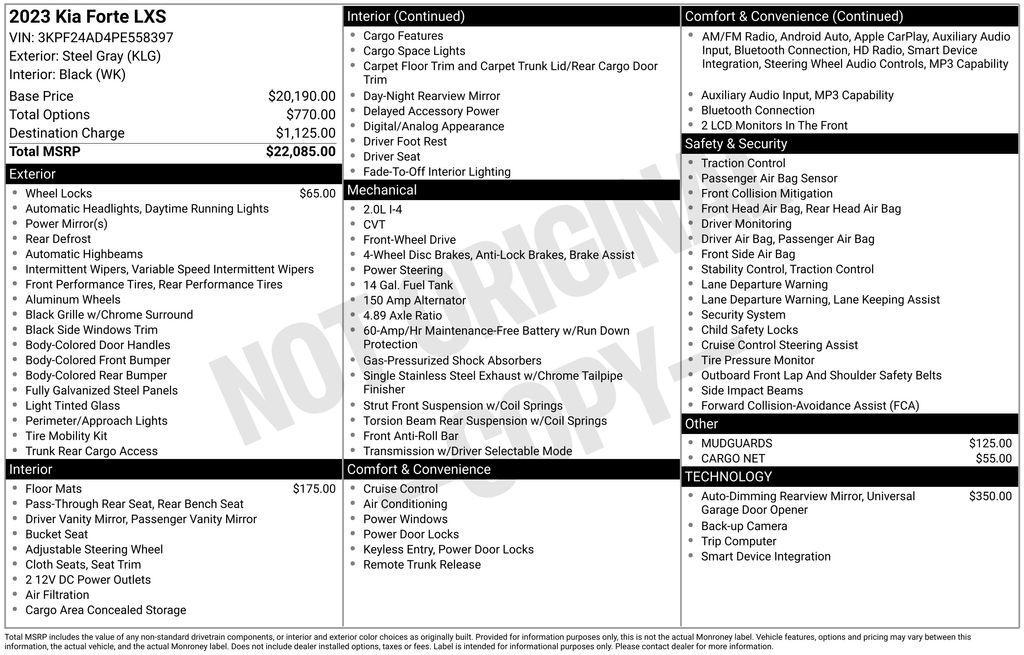 used 2023 Kia Forte car, priced at $17,175