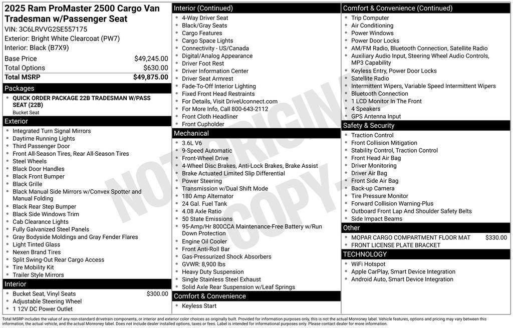 used 2025 Ram ProMaster 2500 car, priced at $35,950