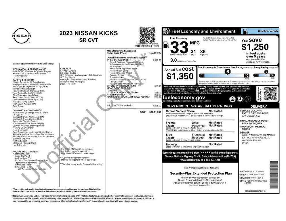 used 2023 Nissan Kicks car, priced at $20,850