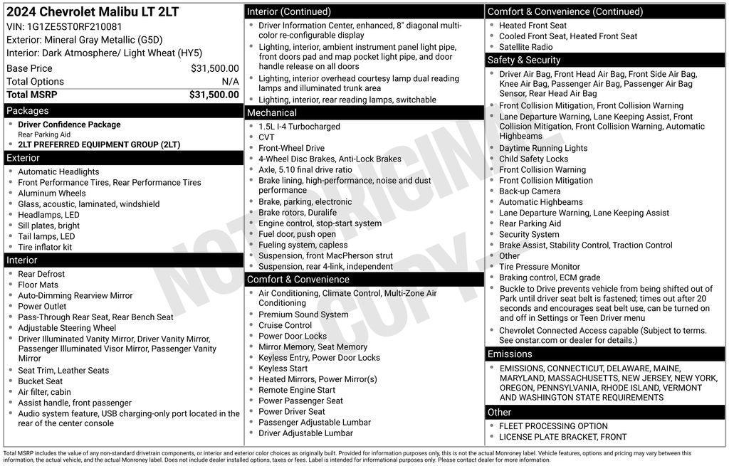 used 2024 Chevrolet Malibu car, priced at $22,490