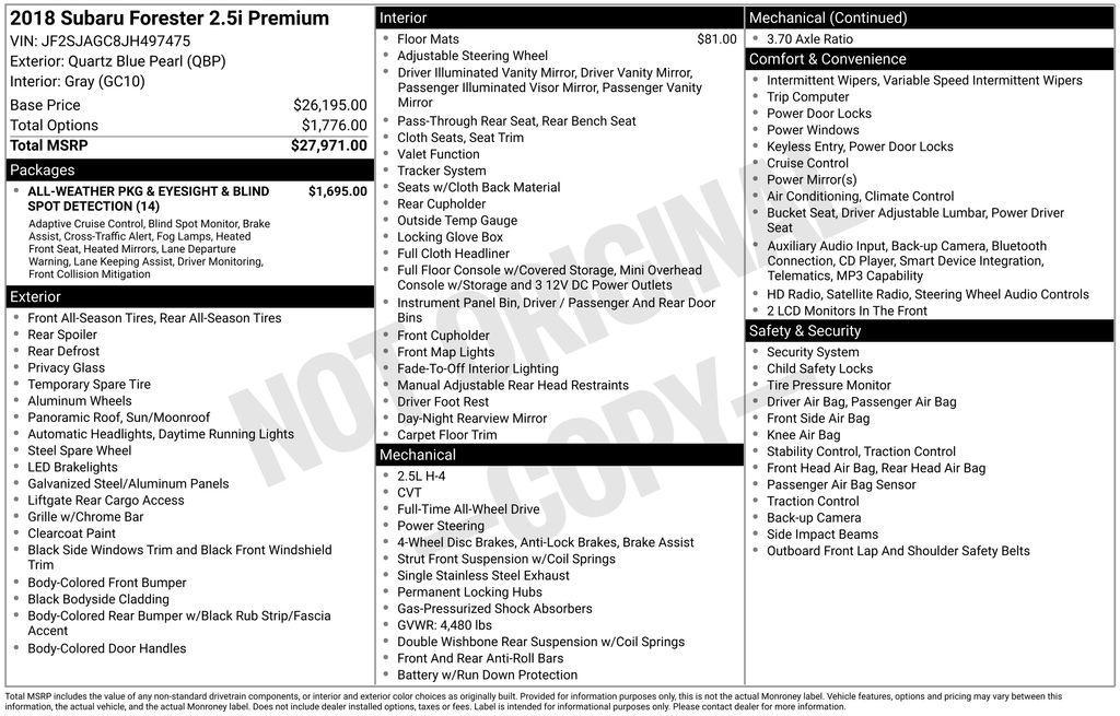 used 2018 Subaru Forester car, priced at $19,490