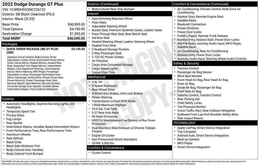 used 2022 Dodge Durango car, priced at $26,850