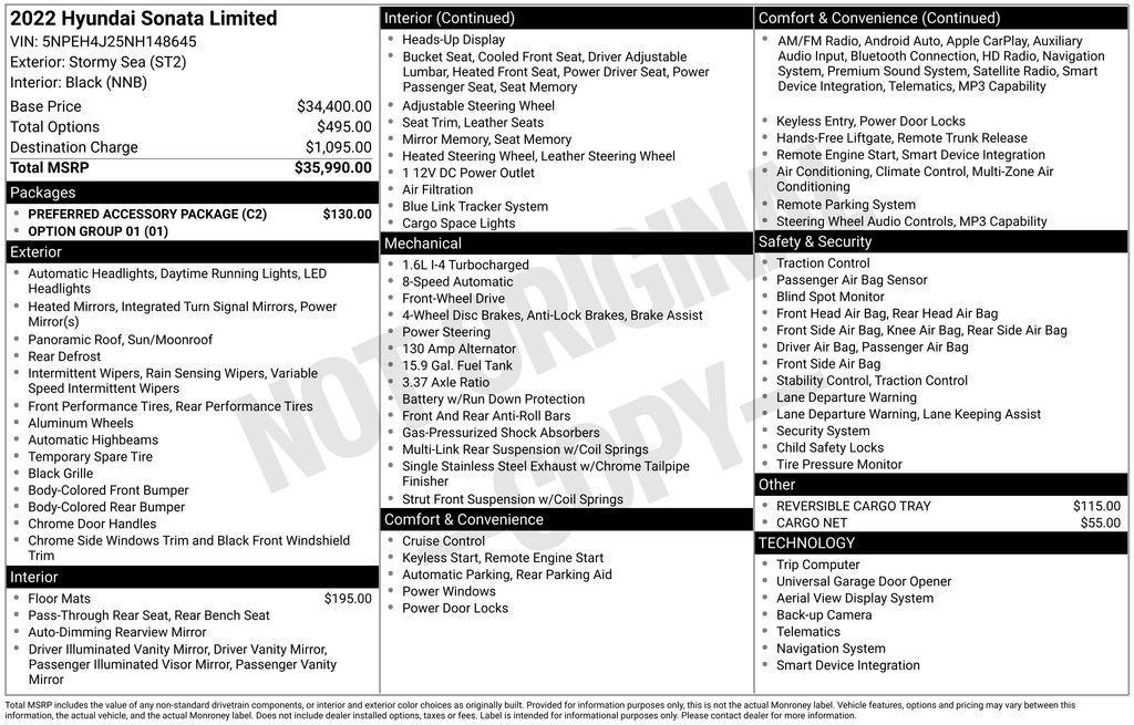 used 2022 Hyundai Sonata car, priced at $21,950
