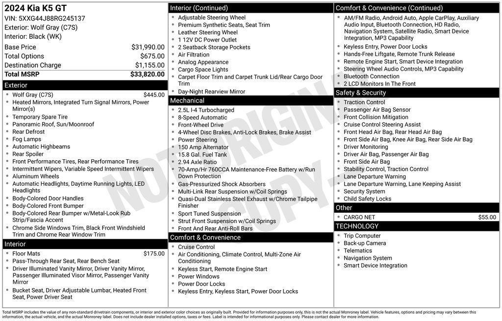 used 2024 Kia K5 car, priced at $28,950