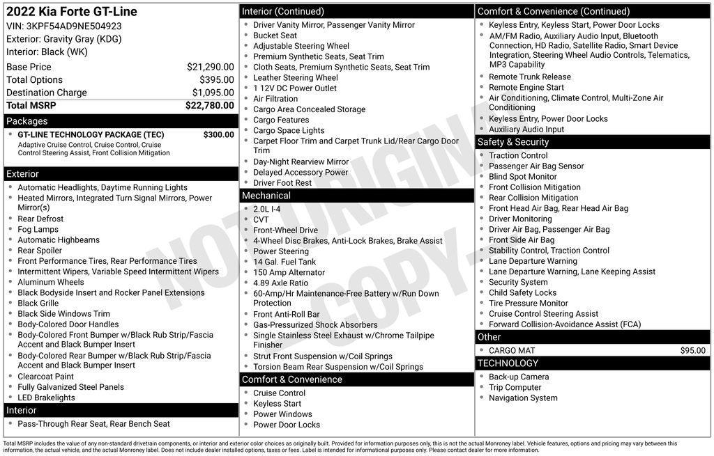 used 2022 Kia Forte car, priced at $19,290