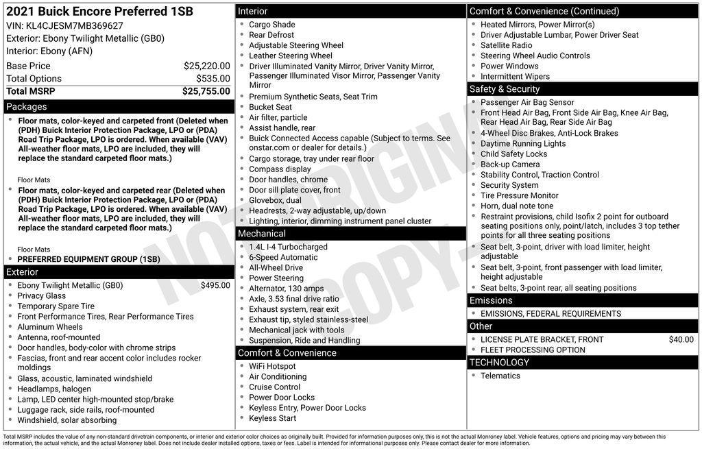 used 2021 Buick Encore car, priced at $16,490