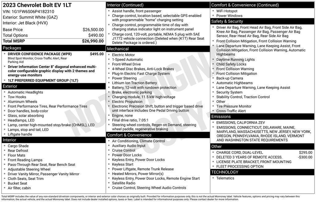 used 2023 Chevrolet Bolt EV car, priced at $19,950