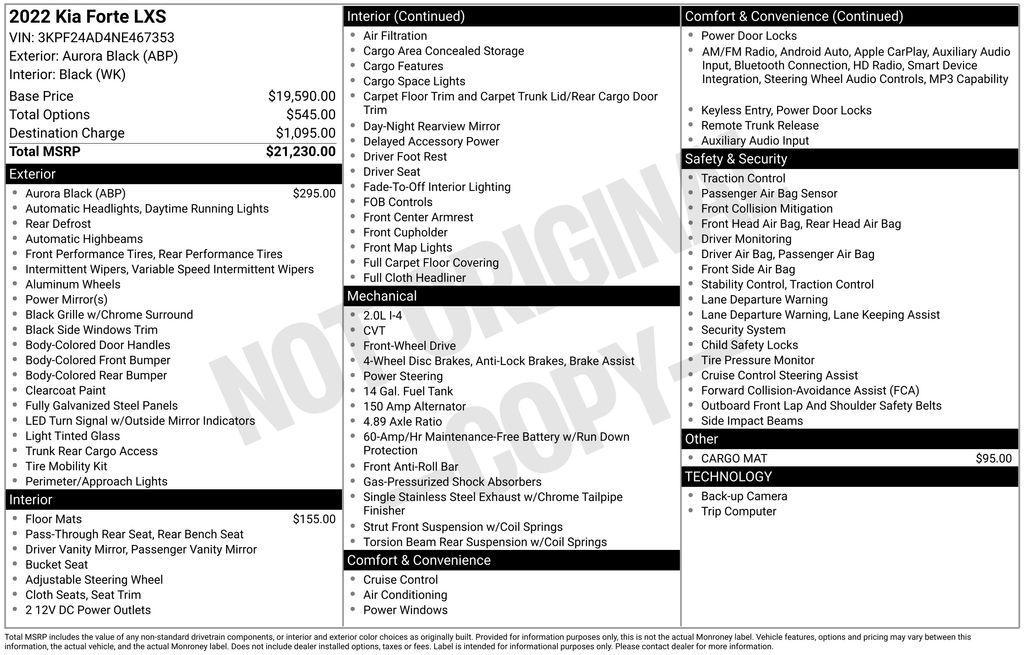 used 2022 Kia Forte car, priced at $17,490