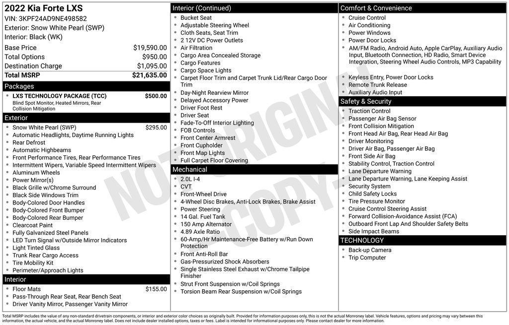 used 2022 Kia Forte car, priced at $18,690