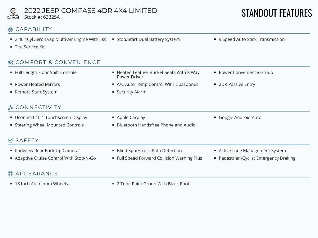 used 2022 Jeep Compass car, priced at $26,925