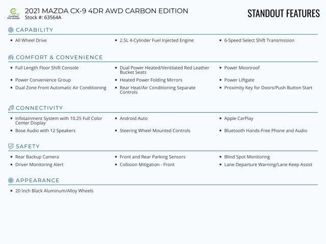 used 2021 Mazda CX-9 car, priced at $26,964