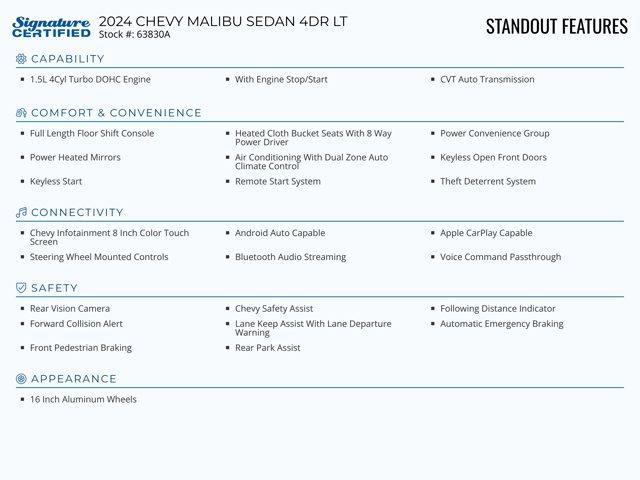 used 2024 Chevrolet Malibu car, priced at $21,930