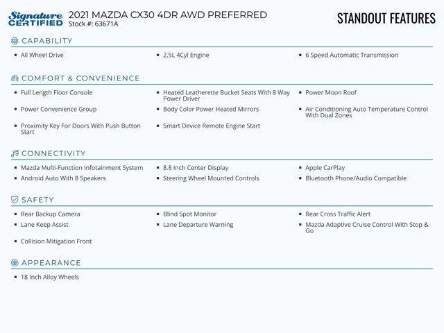 used 2021 Mazda CX-30 car, priced at $24,471