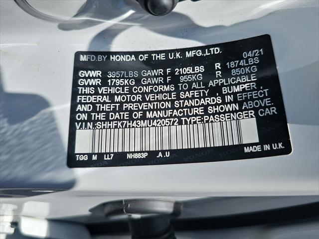 used 2021 Honda Civic car, priced at $25,000