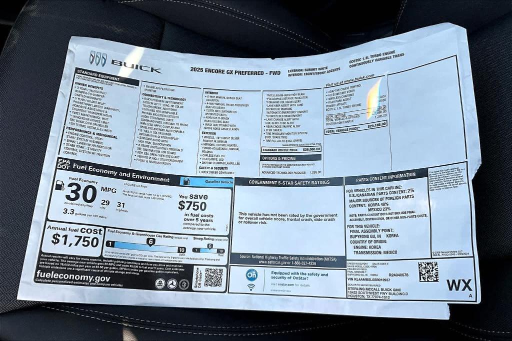 new 2025 Buick Encore GX car, priced at $24,516