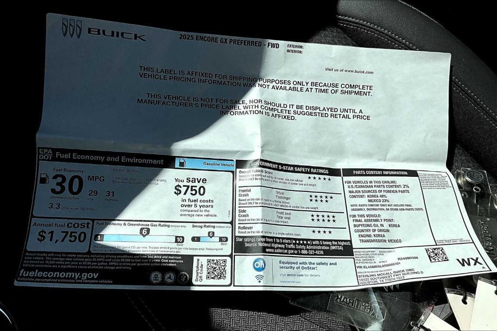 new 2025 Buick Encore GX car, priced at $24,387
