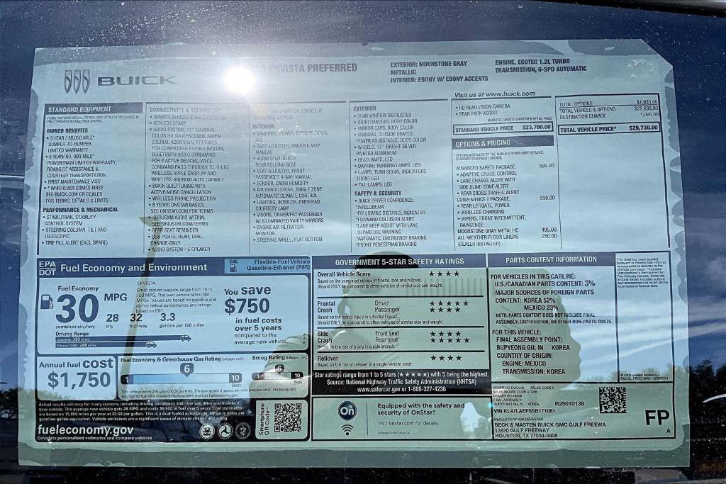 new 2025 Buick Envista car, priced at $27,030