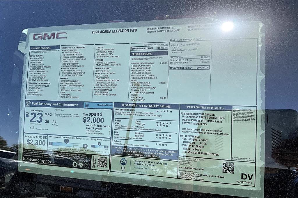 new 2025 GMC Acadia car, priced at $48,724