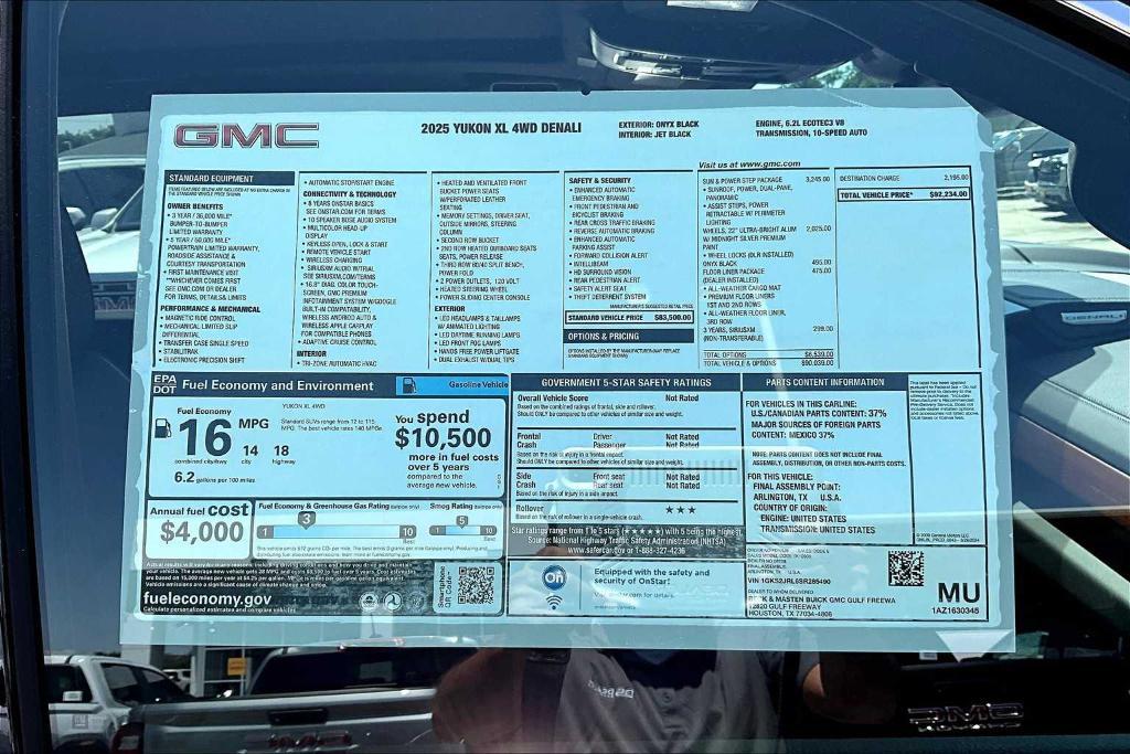 new 2025 GMC Yukon XL car, priced at $92,234