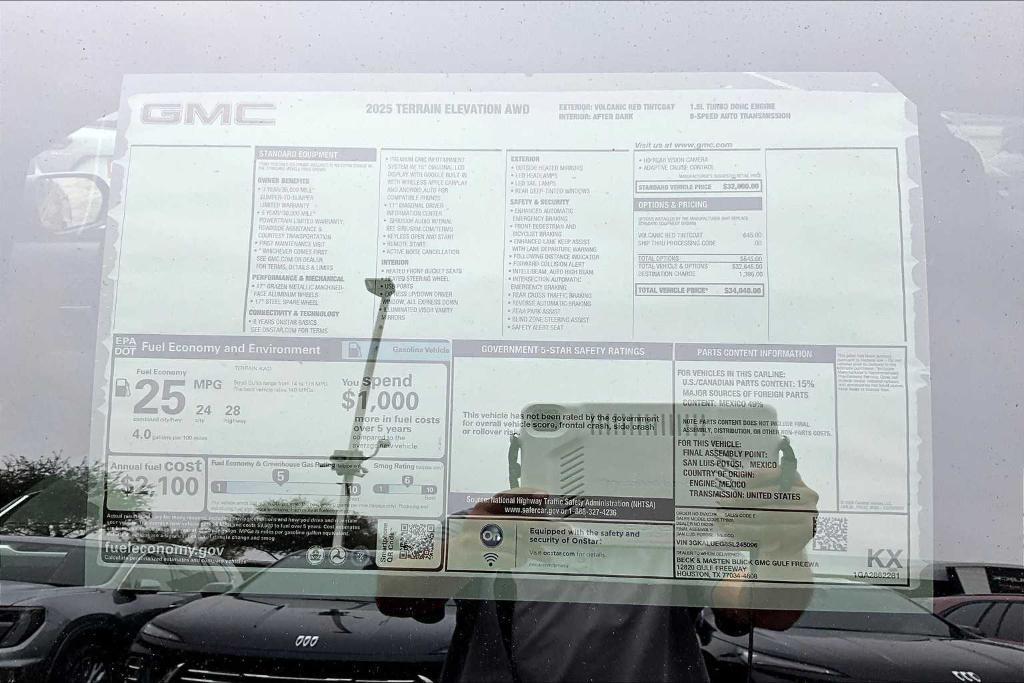 new 2025 GMC Terrain car, priced at $33,290