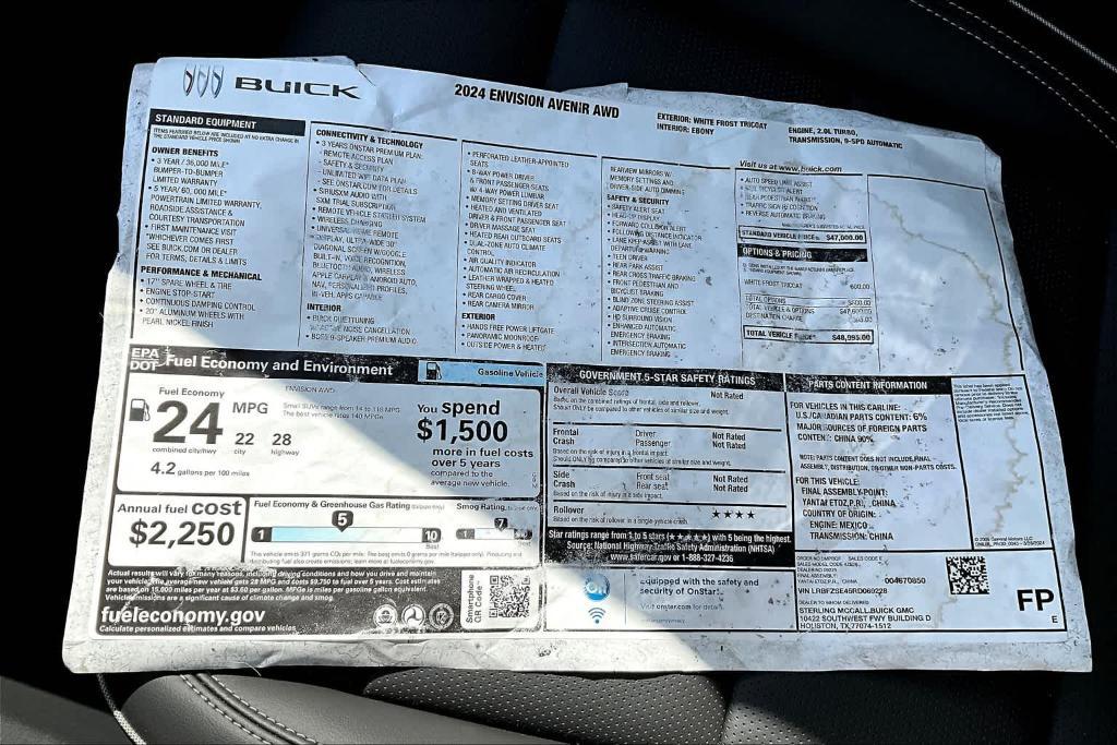 new 2024 Buick Envision car, priced at $48,995