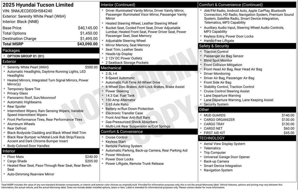 new 2025 Hyundai Tucson car, priced at $34,026