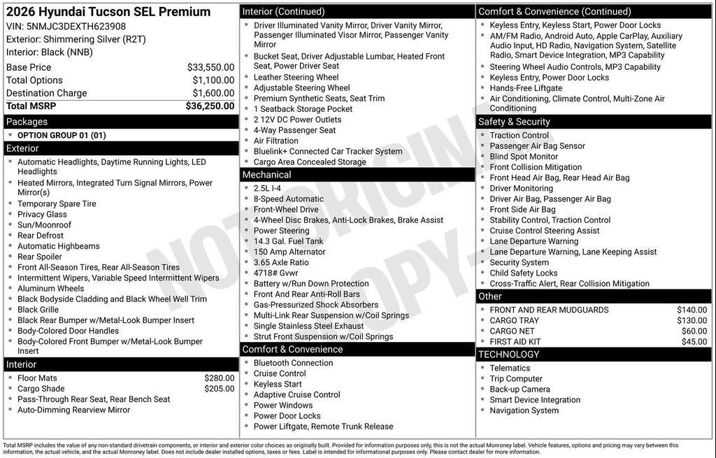new 2026 Hyundai Tucson car, priced at $31,854