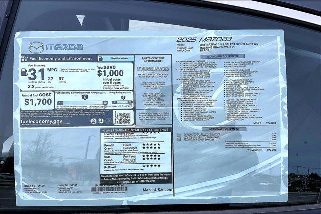 new 2025 Mazda Mazda3 car, priced at $26,405