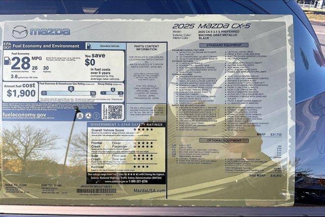 new 2025 Mazda CX-5 car, priced at $33,426