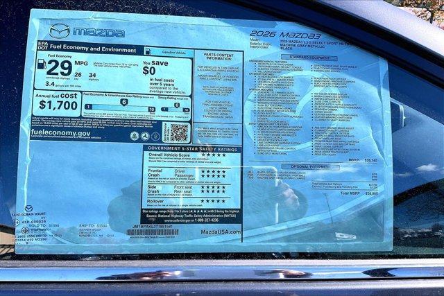 new 2026 Mazda Mazda3 car, priced at $28,150