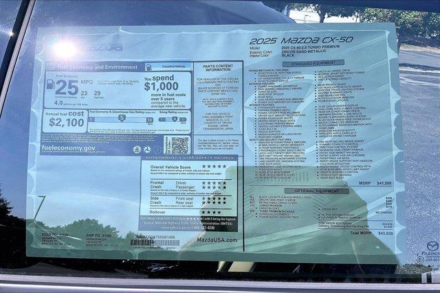 new 2025 Mazda CX-50 car, priced at $42,731