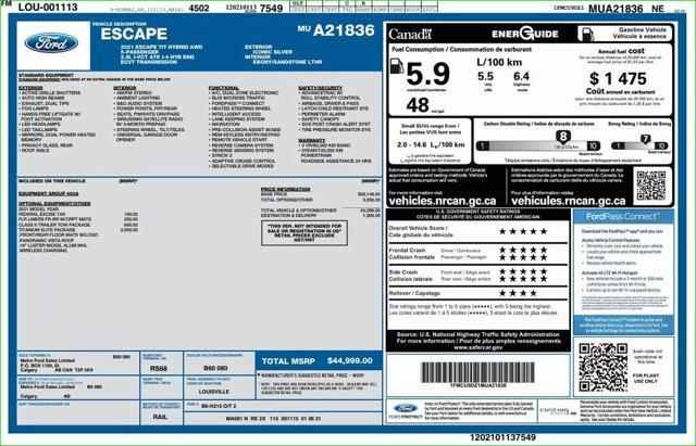 used 2021 Ford Escape car, priced at $20,340