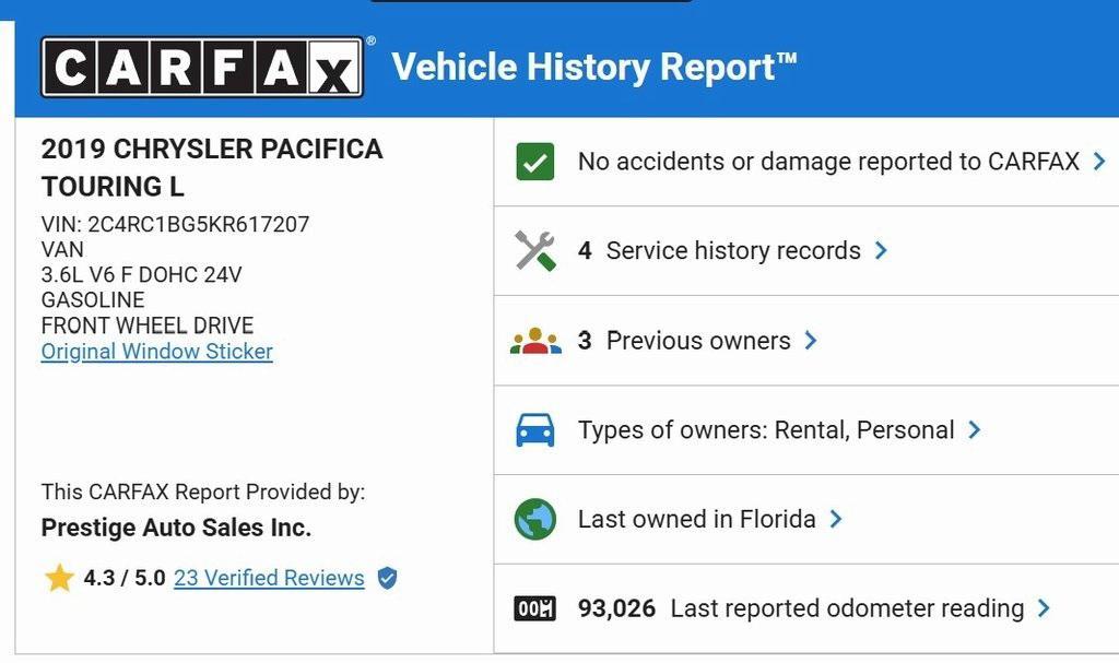 used 2019 Chrysler Pacifica car, priced at $13,000