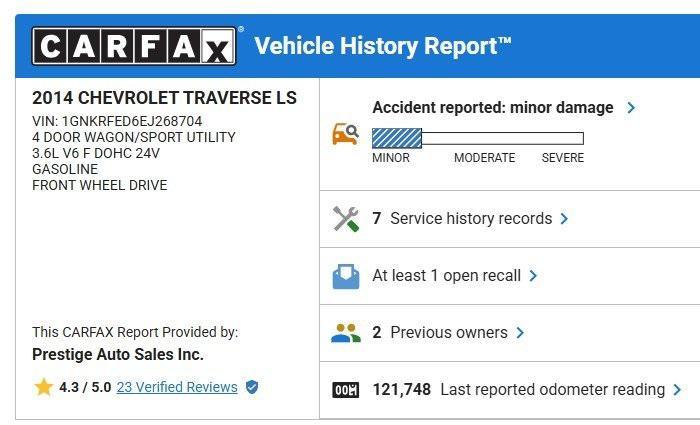 used 2014 Chevrolet Traverse car, priced at $9,450