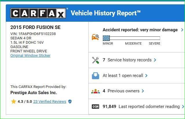 used 2015 Ford Fusion car, priced at $8,900