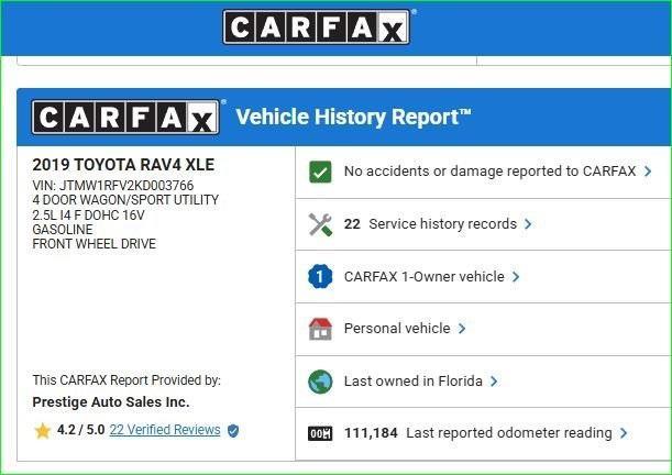 used 2019 Toyota RAV4 car, priced at $18,500