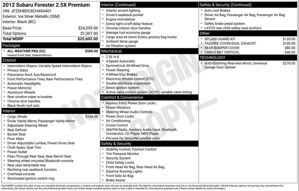 used 2012 Subaru Forester car, priced at $7,997