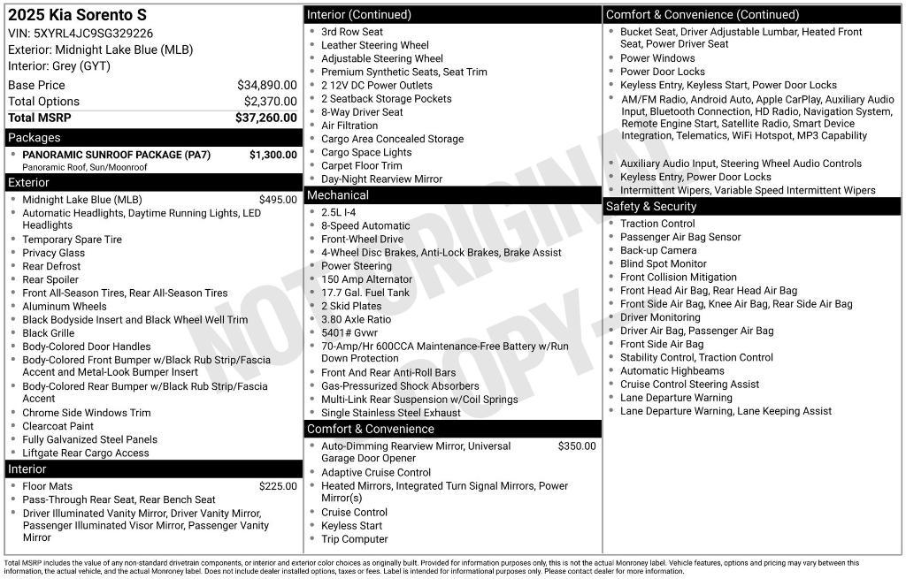 used 2025 Kia Sorento car, priced at $33,571