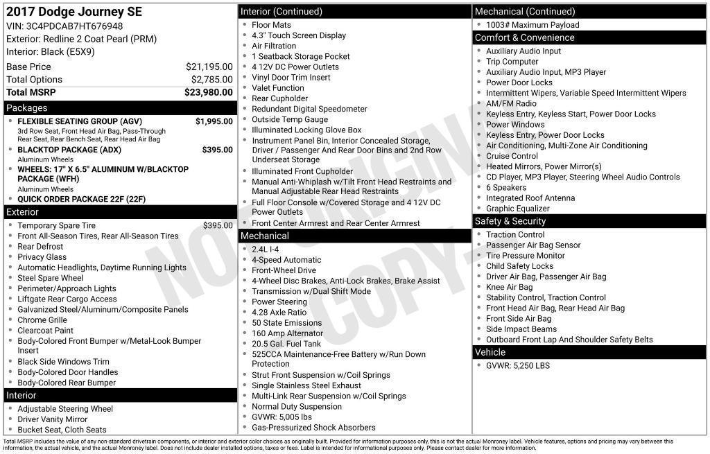 used 2017 Dodge Journey car, priced at $9,571