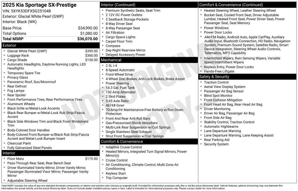 used 2025 Kia Sportage car, priced at $33,311