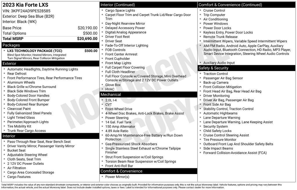 used 2023 Kia Forte car, priced at $15,951
