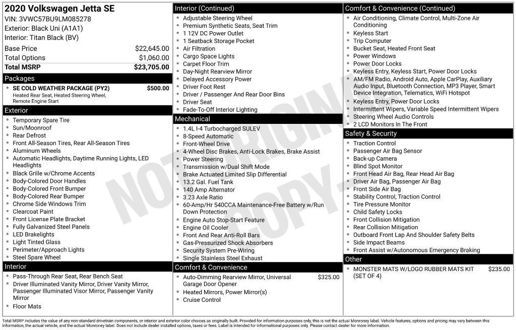 used 2020 Volkswagen Jetta car, priced at $16,571