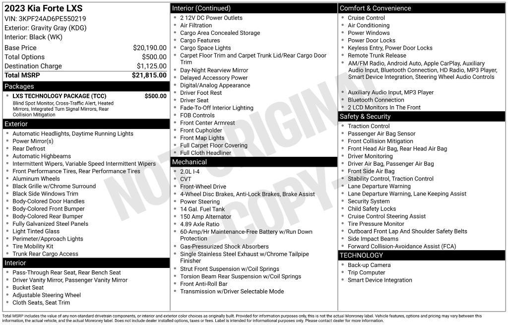 used 2023 Kia Forte car, priced at $18,571