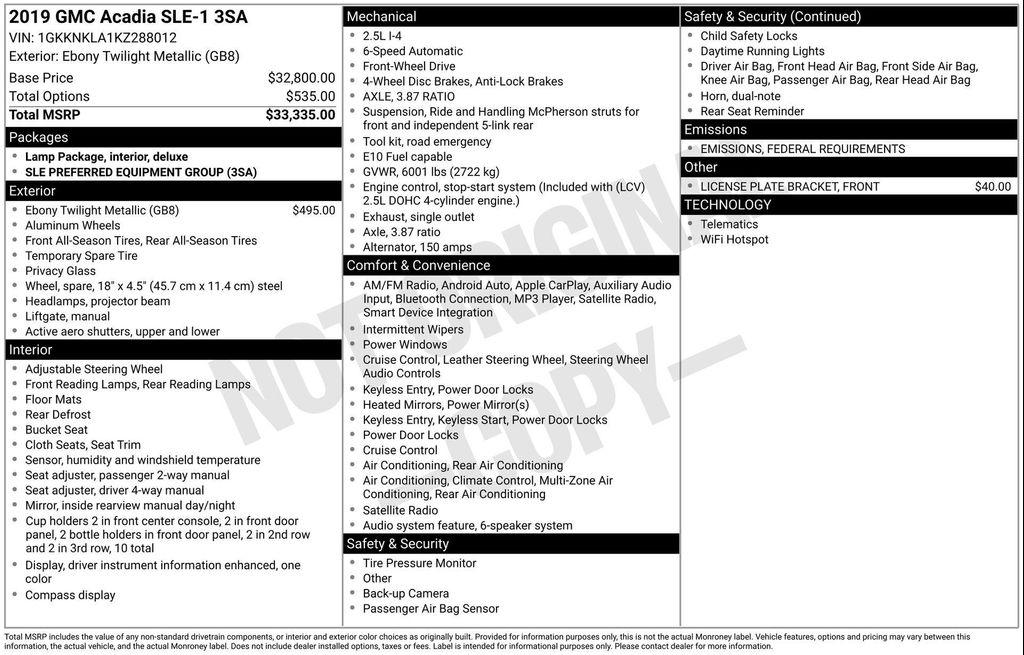 used 2019 GMC Acadia car, priced at $19,444