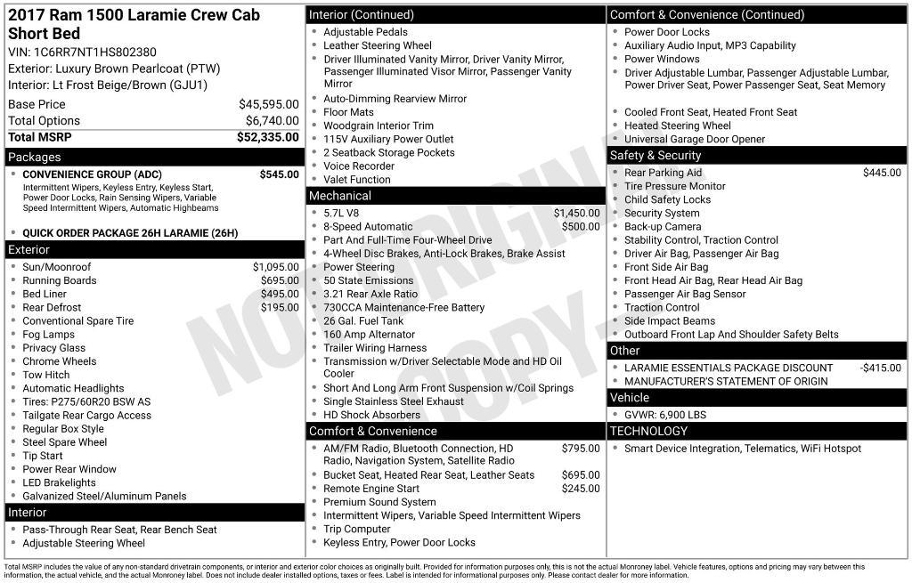 used 2017 Ram 1500 car, priced at $26,671